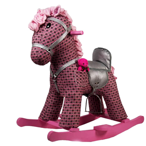 راکر اسب کودک چوبی گلی صورتی - مشکی -اسباب بازی